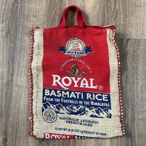 Handmade Burlap Royal Basmati Rice Sack Upcycle Tote